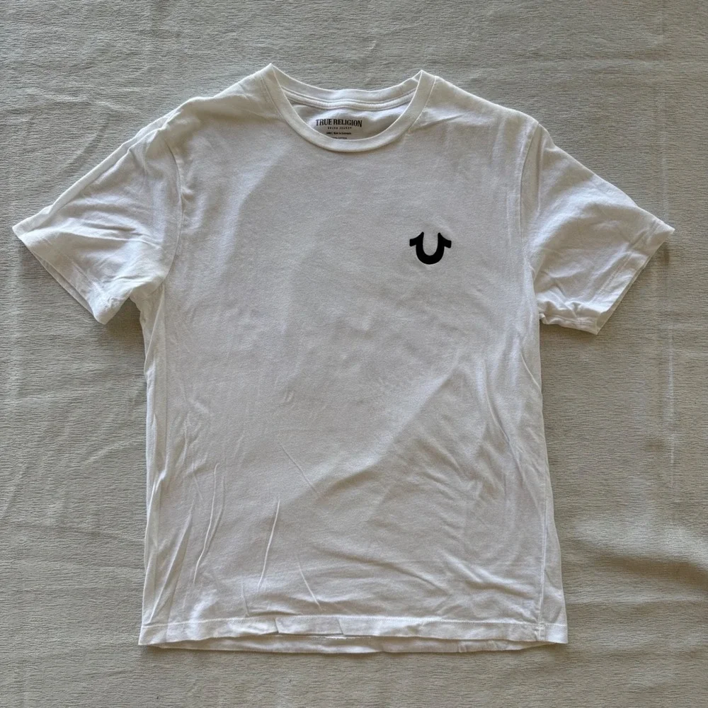 True‎ Religion Mens Size Large Graphic Tshirt White Logo Back Print